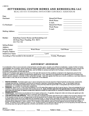 Real Estate Standing Inventory Contract Addendum