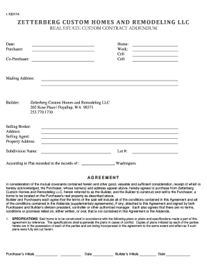 Real Estate Custom Contract Addendum