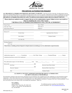 Pre-Service Authorization Request