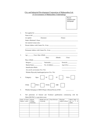 Maharashtra Employment Application Form