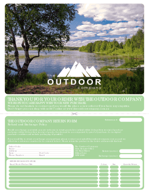The Outdoor Company Return Form