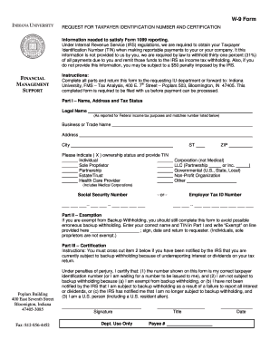 W-9 Form for Indiana University