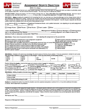 Assignment Despite Objection Form