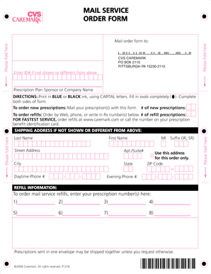 CVS Caremark Mail Service Order Form