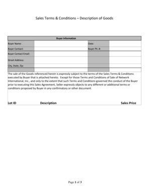 Sales Terms & Conditions Agreement