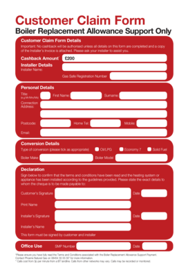 Boiler Replacement Allowance Claim Form