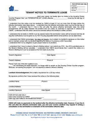 Tenant Notice to Terminate Lease