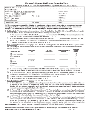 Florida Mitigation Verification Inspection Form