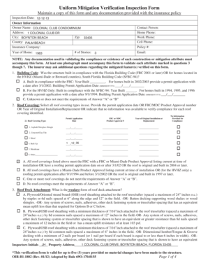 Florida Mitigation Verification Inspection Form