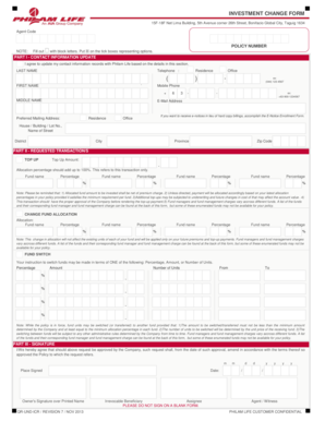 Philam Life Investment Change Form