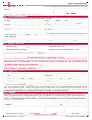 Philam Life Cash Surrender Form