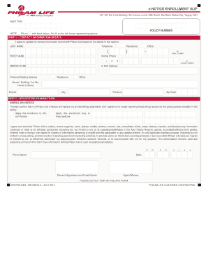 Philam Life e-Notice Enrollment Slip