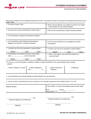 Attending Physician’s Statement of Total Disability