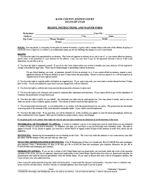 Utah Rights, Instructions, and Waiver Form