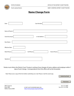 Kansas Name Change Form