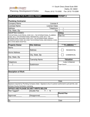 Plumbing Permit Application