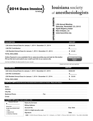 LSA Annual Meeting Invoice