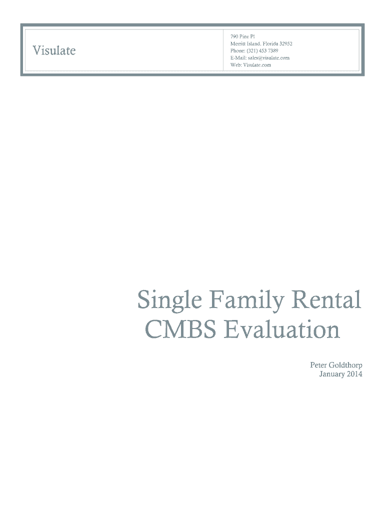Fillable Online Single Family Rental CMBS Evaluation Visulate Fax