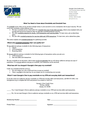 Georgia’s Own Overdraft Protection Form