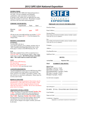 2012 SIFE USA National Exposition Housing Form