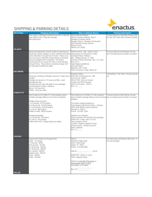 Hotel Shipping and Parking Details