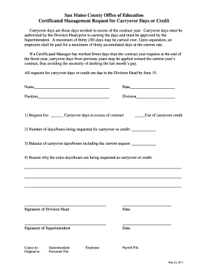 Carryover Credit Procedure and Form. Word version of the 2010-11 School Accountability Report Card (SARC) template.