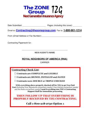 Royal Neighbors Producer Contracting Application