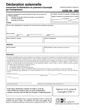 Déclaration solennelle concernant la distribution du paiement d’acompte