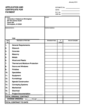 Alabama Construction Payment Application