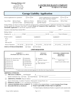 Garage Liability Application