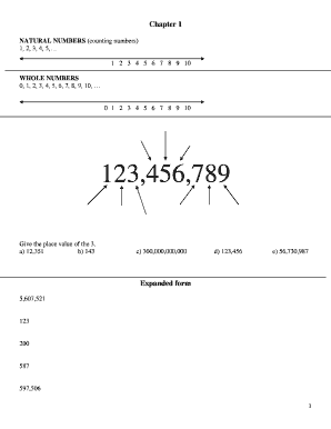 Fillable Online NATURAL NUMBERS (counting numbers) Fax Email Print ...
