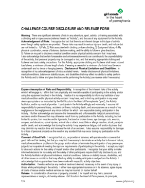 Challenge Course Disclosure and Release Form