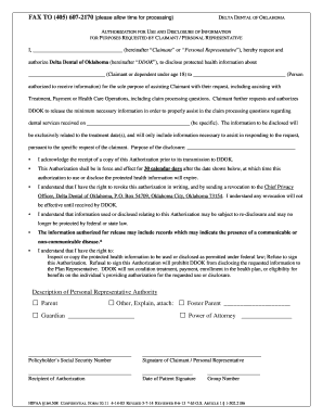 Delta Dental Authorization Form