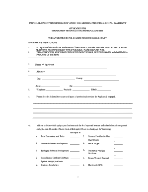 IT Professional Liability Application