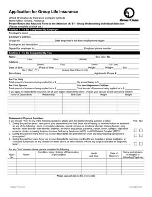 Group Life Insurance Application