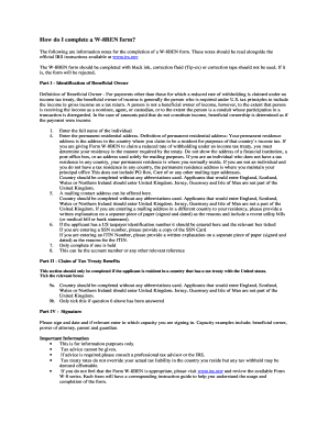 W-8BEN Form Instructions