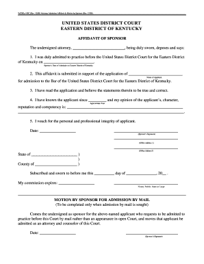 Attorney Admission Affidavit & Motion