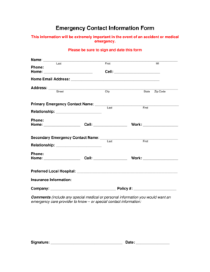 Emergency Contact Information Form