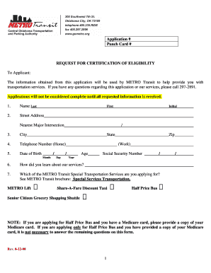 Request for Certification of Eligibility