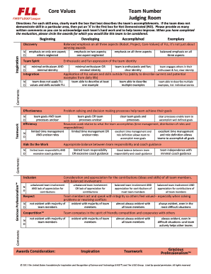 FLL Core Values Judging Form