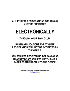 USA Swimming Middle Atlantic 2004 Athlete Registration Application