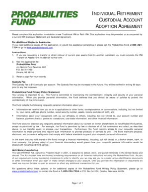 Traditional/Roth IRA Custodial Account Adoption Agreement
