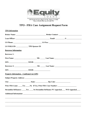 TPO FHA Case Assignment Request Form