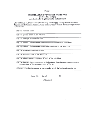 Business Name Registration Application