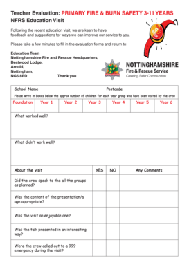 RiskWatch teacher evaluation form 3 11 years - Nottinghamshire ... - notts-fire gov