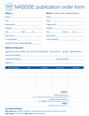 NASDSE Publication Order Form
