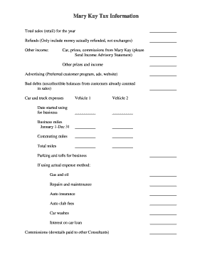Mary Kay Tax Information Form