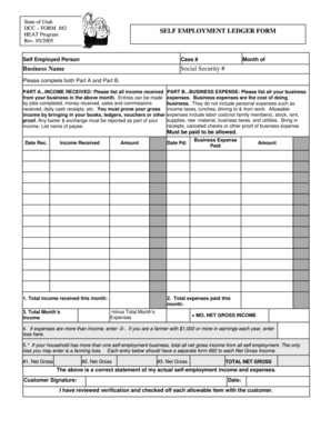 Utah Self Employment Ledger Form