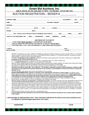 Auction Registration Form