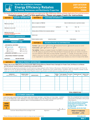 Pacific Gas and Electric Energy Efficiency Rebate Application